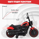 6V Electric Kids Motorcycle with Training Wheels, LED Lights, and Music - Red
