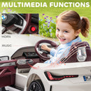 12V White Kids Electric Car with 2.4G Remote Control, Suspension, Music, and Horn