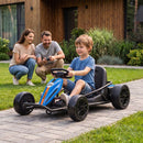 Qaba 24V Blue Electric Drift Go Kart with Dual Motors for Kids Aged 6 and Up