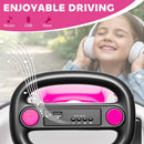 Qaba Pink Electric Bumper Car for Kids with Large Wheels