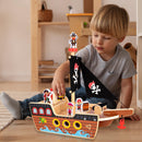 ArtCreativity 16-Inch Wooden Pirate Ship Playset for Kids Aged 3-5, Complete with Crew