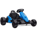 24V Electric Go Kart with Dual 150W Motors and Adjustable Seat, Speed 11.2MPH - Blue