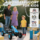 Blue Kids Pedal Go Kart with Adjustable Seat and EVA Wheels for Ages 3 to 8