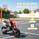 Red 12V Electric Motorcycle for Kids with Training Wheels and Sounds