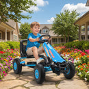 Blue Kids Pedal Go Kart with Adjustable Seat and EVA Wheels for Ages 3 to 8