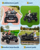 24V Electric Ride-On Car Truck for Big Kids, 2-Seater in Black