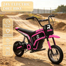 Pink 24V 350W Kids Electric Off-Road Bike with 15 MPH Speed and Twist Grip Throttle