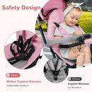 INFANS 6-in-1 Pink Kids Tricycle with Reversible Seat for Ages 9-60 Months