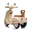 Beige 12V Electric 3-Wheel Scooter for Kids with Bluetooth and LED Lights, Ages 3-6