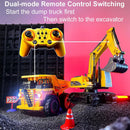 Kids' 2.4GHz Dual Control RC Excavator and Dump Truck Toy Set with 11 Channels