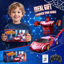 Illuminated Transforming RC Car for Boys Aged 3-12 with Web Hood and Underbody Lights