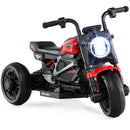 Red 6V Children's Motorcycle with Music, Storytelling, LED Lights, Accelerator Pedal, and Triple Wheels