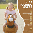 Soft Brown Plush Ride-On Pony with Wheels for Kids Ages 3-5
