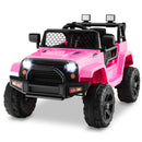 12V Pink Electric Ride-On Truck with Remote Control, Music, and Lights for Kids