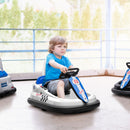White 6V Kids Bumper Car with 360° Spin, LED Lights, Music, and Horn