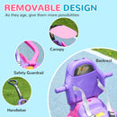 Versatile Pink Push and Slide Car with Removable Handle, Music, and Horn