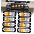 8-Pack Amber and White Flashing Grill Lights for 12-24V Trucks