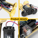 150db Dual Trumpet Air Horn Kit with Compressor for Vehicles
