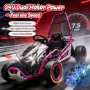 Electric Drift Go Kart for Kids 24V, 5-7.5 MPH, Music & 5-Point Safety Belt