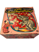 Vintage 1950s Japanese Battery Operated Jumbo Bubble Blowing Elephant Toy in Tin Litho
