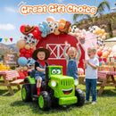 12V Electric Kids Ride-On Tractor with LED Lights, Music, and Safety Belt - Green