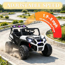 White 24V Dual-Seater Kids Electric Vehicle with Remote Control and LED Illumination