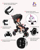 KRIDDO TC008 7-in-1 Push Tricycle with Parental Steering Handle for Ages 1.5 to 5 Years