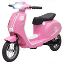 Pink 24V Electric Motorcycle for Kids with 3 Speeds, Rear Suspension, and LED Lights