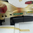 1990s Atlas AF28 Plastic Helicopter Toy with Light-Up Features and Rotating Action