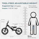 SEREED Adjustable Height Balance Bike for Toddlers Aged 2-3 Years