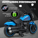 Blue 6V Electric Motorcycle for Kids with Training Wheels, LED Lights, and Music