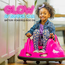 Pink LED Bumper Car for Kids – 6V Ride-On Toy with 360° Spin and Rechargeable Battery