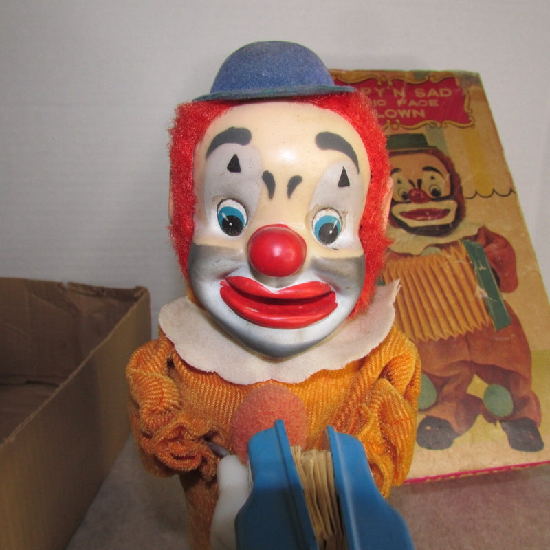 Battery Operated Magic Face Clown Toy with Happy and Sad Expressions in Original Box from Japan