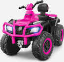 GLAFSIR Pink and Black 2-Seater Electric ATV with LED Lights and Bluetooth Music for Kids Aged 3-8