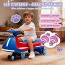 12V Kids Electric Wiggle Car with Bluetooth Music - 2 in 1 Design and 5MPH Speed in Blue