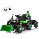 24V Kids Electric Tractor with Parent Remote Control, Excavator and Dump Wagon