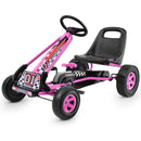 Honeyjoy Pink Pedal Go Kart for Kids with Adjustable Seat and Four Wheels
