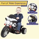Electric 3-Wheel Kids Motorcycle with Police Decals and Headlights (Black)