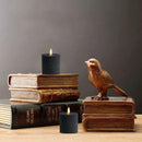 volnyus Set of 2 Black Flat Top Flameless LED Pillar Candles, 3x3 Inches