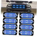 Set of 8 Blue LED Flashing Lights for 12-24V Truck Grills