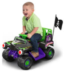 6V Monster Truck Ride-On Car with Grave Digger Design and Bone-Shaped Key Headlights