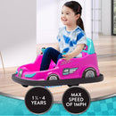 Kid Trax 6V Pink Bumper Car Ride-On Toy with 360° Spin and LED Lights