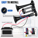 Dual Trumpet Air Horn, Enhanced 12V 150DB Ultra Loud Horn for Trucks