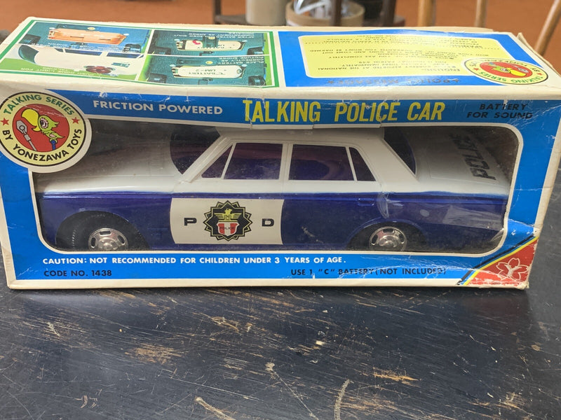 Vintage Battery Operated English Talking Police Car with Box