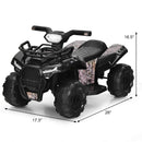 6V Black Electric ATV Quad Ride-On Car Toy for Kids with LED Lights and MP3