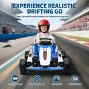 Garvee 24V Electric Drift Go Kart for Kids with Dual 150W Motors and 5-Point Safety Harness - Red+White
