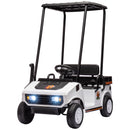 Qaba 24V White Golf Cart for Kids, 2WD 2-Seater with Remote Control, Sunshade, and Storage