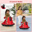 12V Red Ride-On Bumper Car for Kids with Dual Joysticks and Remote Control