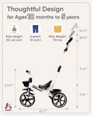 KRIDDO TC011 Convertible Toddler Tricycle with Push Handle for Ages 18 Months to 5 Years