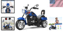 Blue 6V Ride-On Chopper Motorcycle for Kids with Horn and Headlight